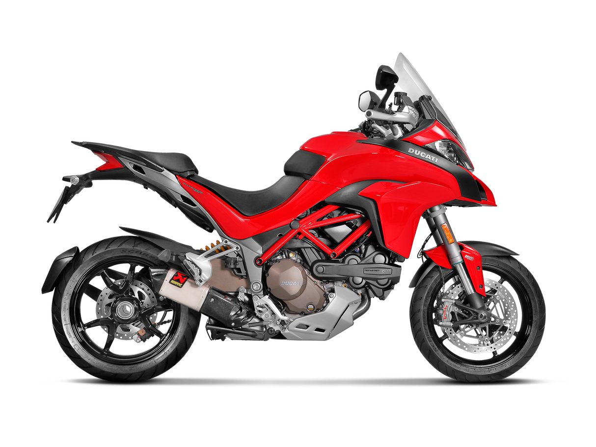 Akrapovic Slip-On Line Titanium Muffler System w/Carbon End Cap & Heat Shield for Ducati Multistrada 1200 S 15-17