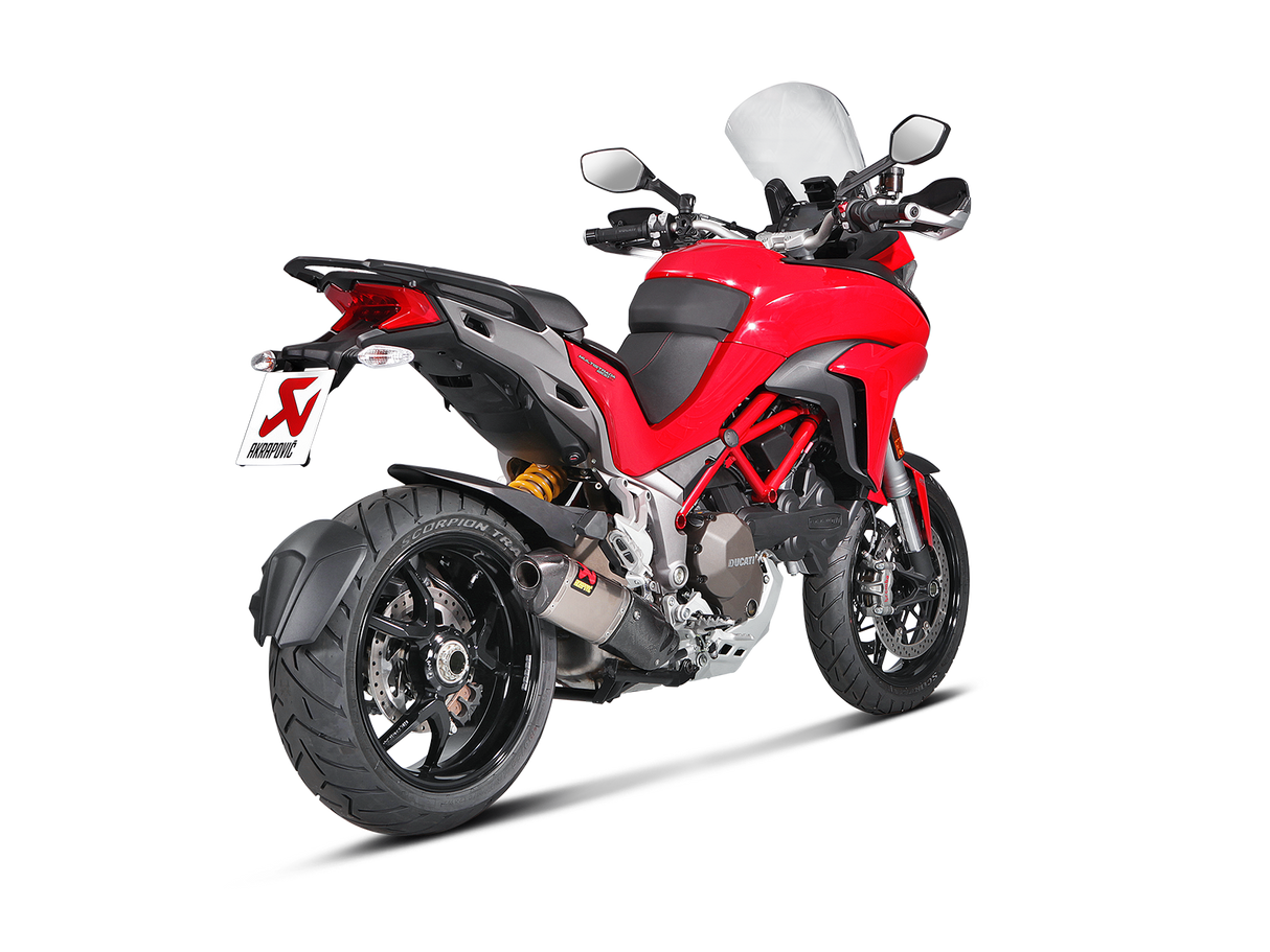 Akrapovic Slip-On Line Titanium Muffler System w/Carbon End Cap & Heat Shield for Ducati Multistrada 1200 S 15-17