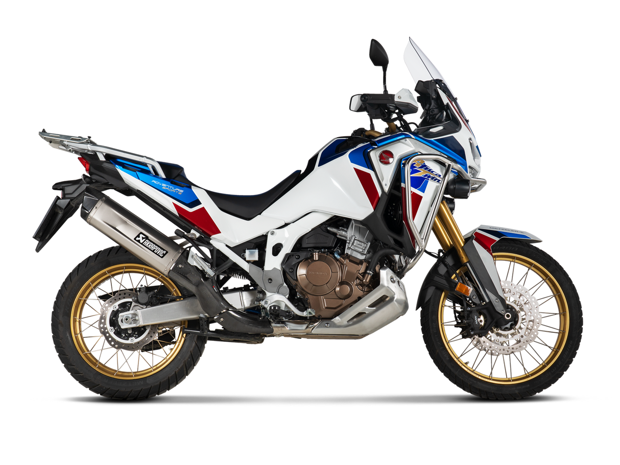 Akrapovic Slip-On Line Titanium Muffler System w/Carbon End Cap & Heat Shield for Honda CRF1100L Africa Twin Adventure Sports 20-23