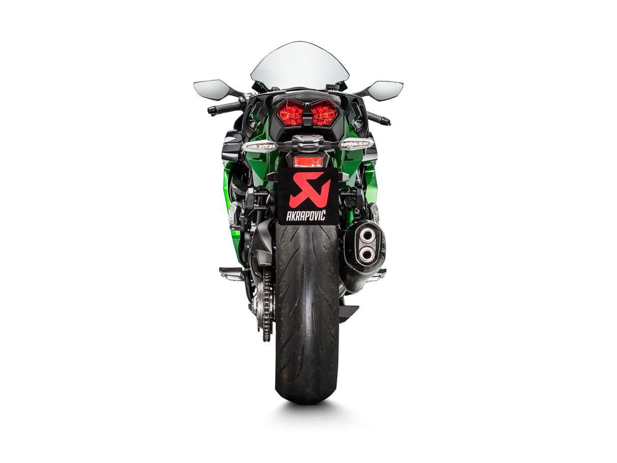 Akrapovic Slip-On Line Black Titanium Muffler System w/Carbon End Cap for Kawasaki Ninja H2 SX 18-Up