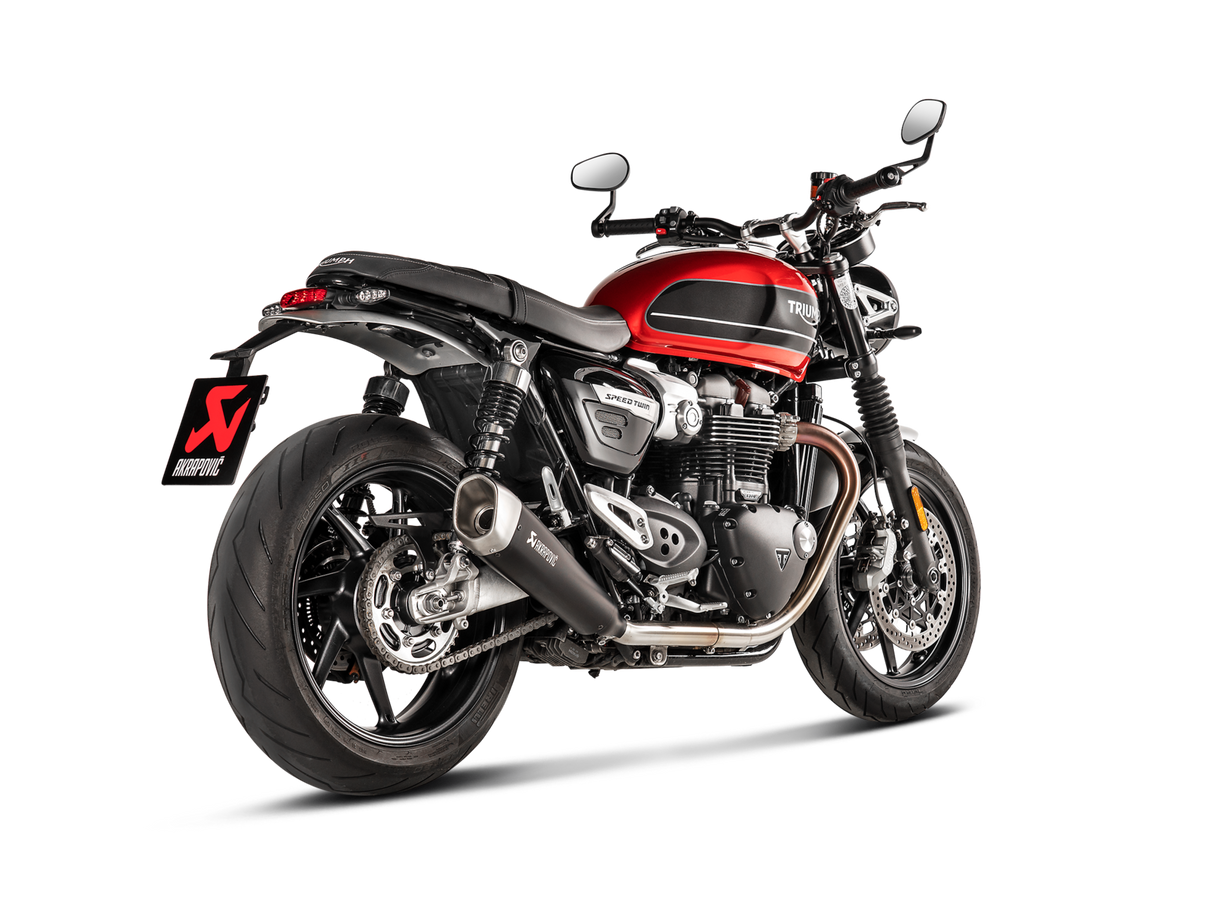 Akrapovic Slip-On Line Black Titanium Muffler System w/Titanium End Cap for Triumph Speed Twin 19-20