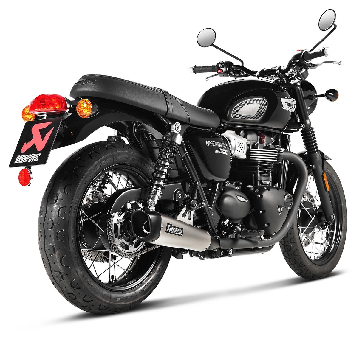 Akrapovic Slip-On Line Titanium Muffler System w/Black Titanium End Cap for Triumph Bonneville T100 17-20/T120 16-20