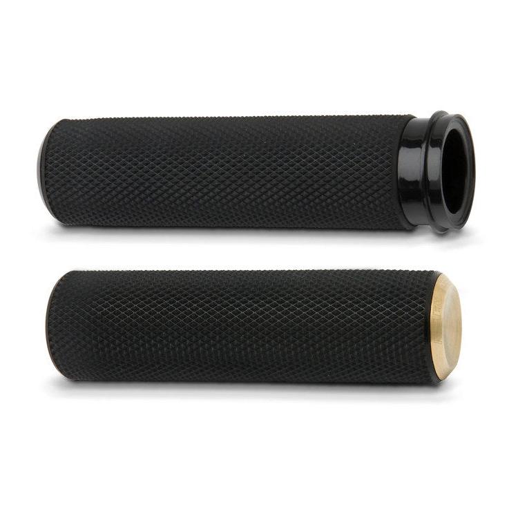 Arlen Ness AN-07-334 Knurled Fusion Handgrips Brass for most Big Twin 08-Up w/Throttle-By-Wire