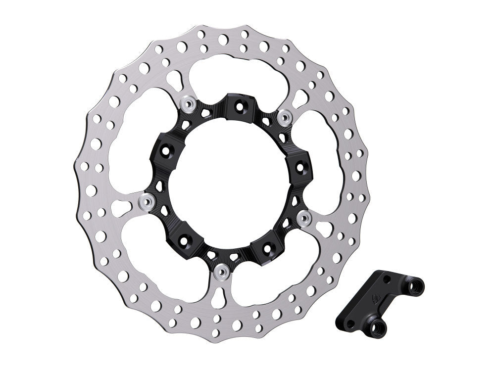 Arlen Ness AN-300-000 14" Left Hand Front Jagged Big Brake Disc Rotor Black for Touring 14-Up