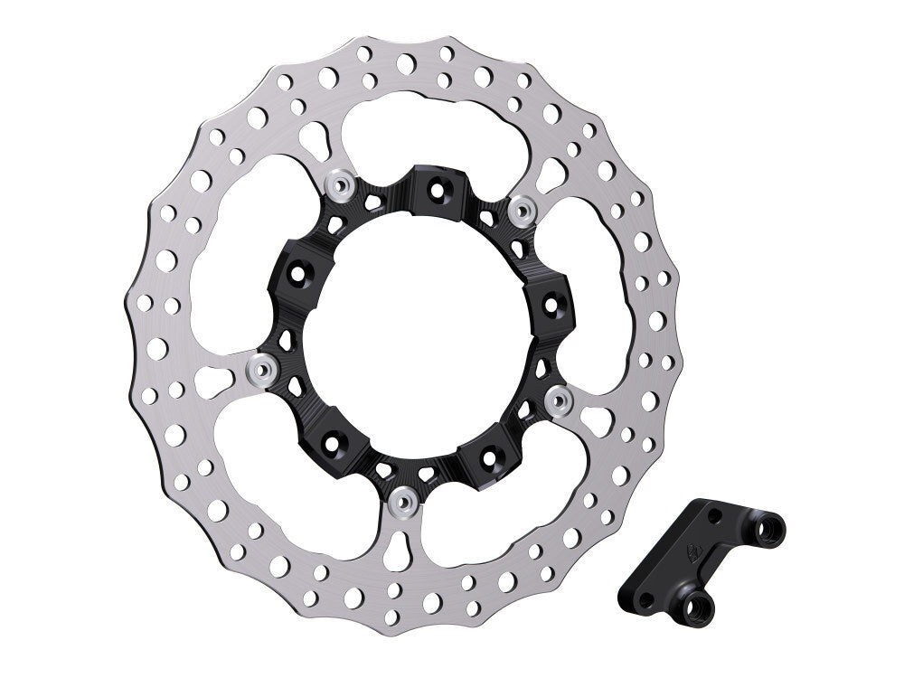 Arlen Ness AN-300-004 14" Right Hand Front Jagged Big Brake Disc Rotor Black for Touring 14-Up