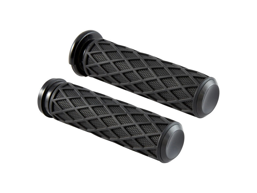 Arlen Ness AN-500-007 Diamond Handgrips Black for most Big Twin 08-Up w/Throttle-by-Wire