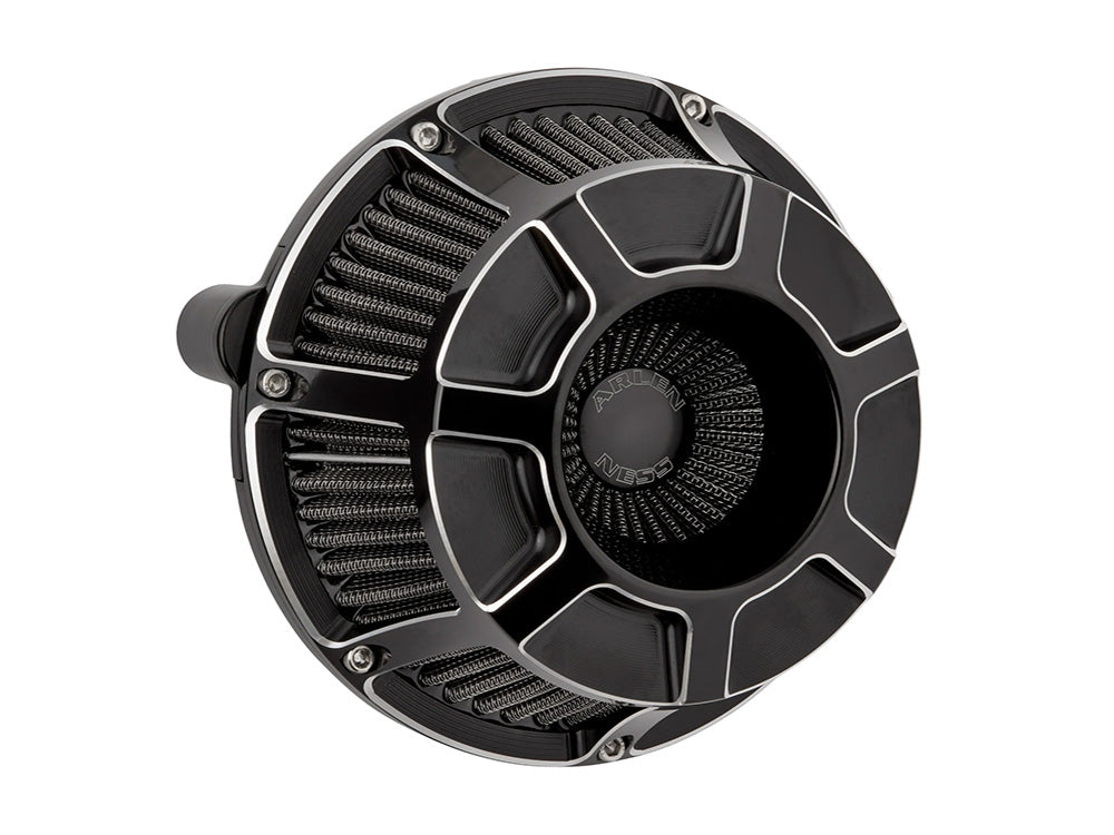 Arlen Ness AN-600-225 Beveled Air Cleaner Kit Black for Harley-Davidson CVO Touring 23-Up/Street Glide/Road Glide 24-Up/Touring/Softail 25-Up