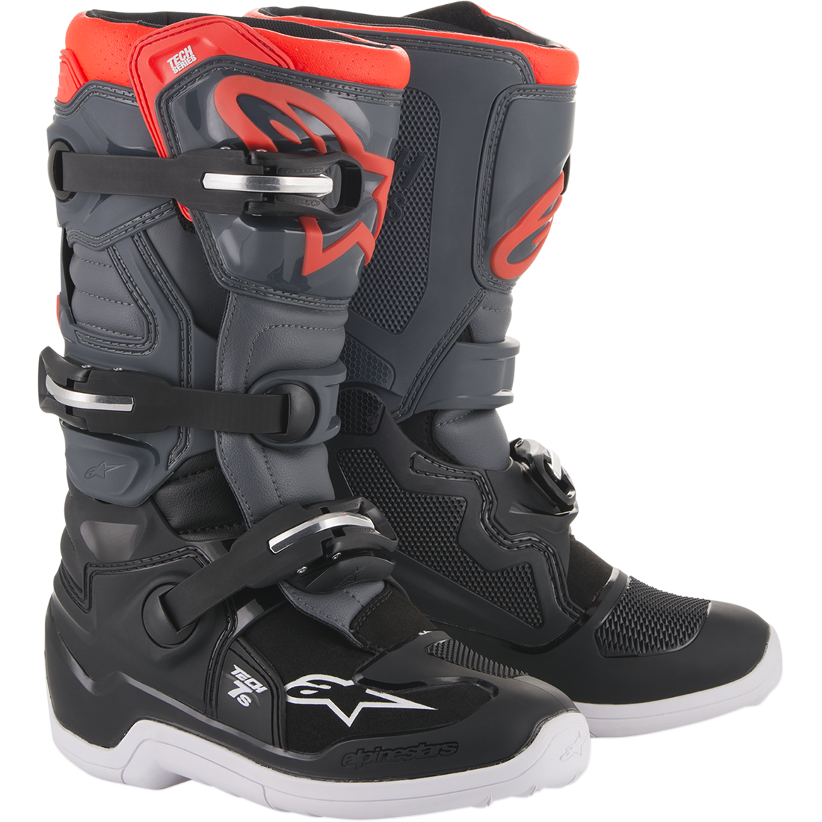 Alpinestars 2023 Tech 7S Black/Dark Grey/Fluro Red Youth Boots