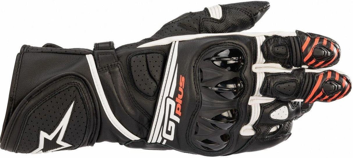 Alpinestars GP Plus R2 Black/White w/Red Finger Tips Gloves