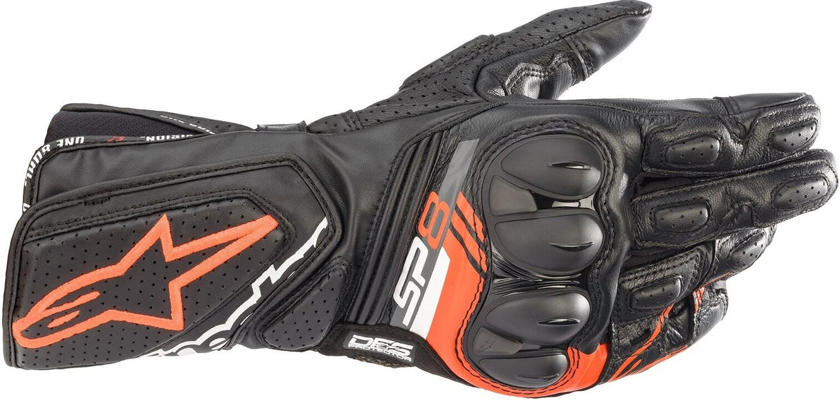 Alpinestars SP-8 V3 Leather Black/Fluro Red Gloves