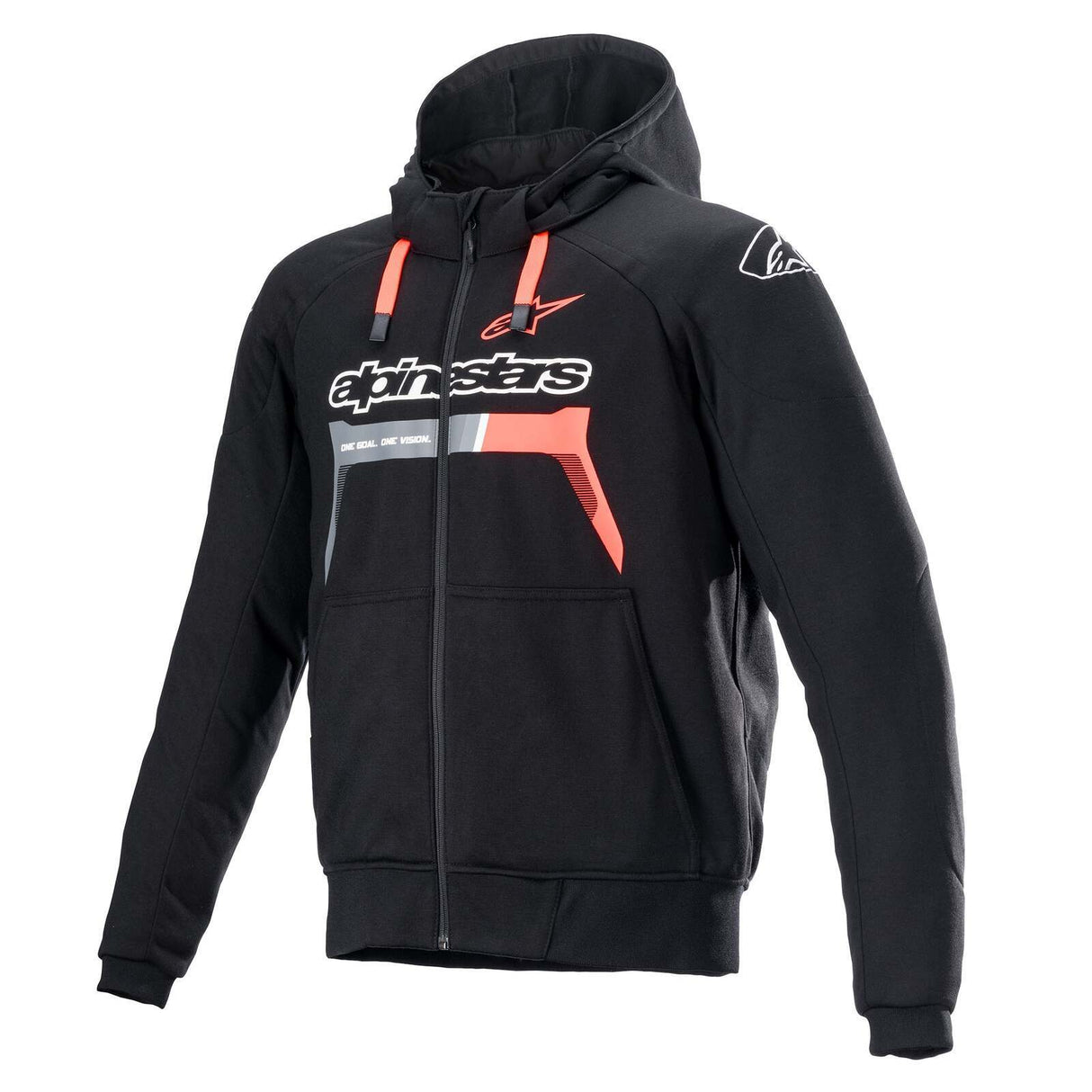 Alpinestars Chrome Ignition Black/Fluro Red Zip-Up Textile Hoodie Jacket