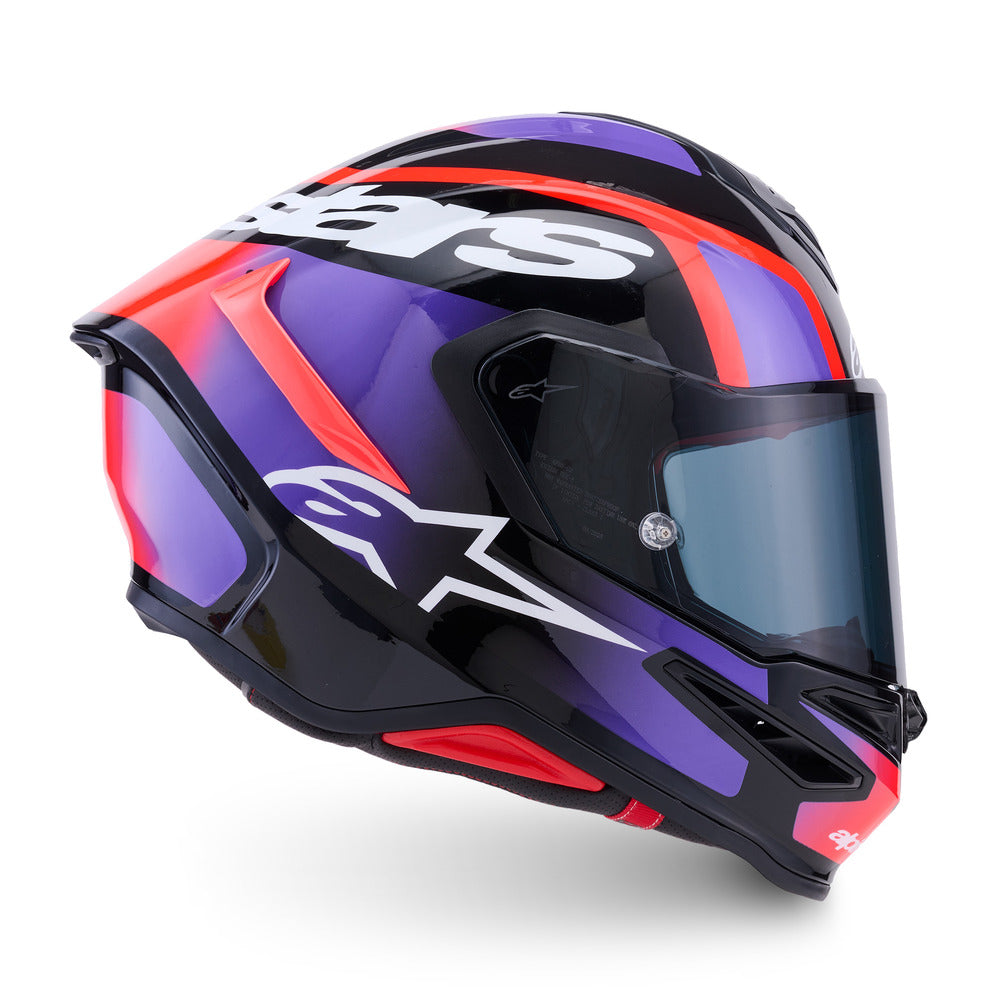 Alpinestars S-R7 Lumen Gloss Black/Purple/Fluro Red/White Helmet
