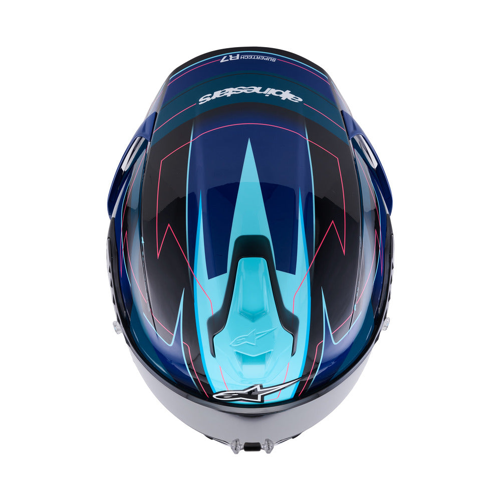 Alpinestars S-R7 Kinetis Gloss Black/Blue/Fluro Pink/White Helmet