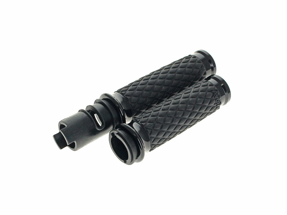Avon Performance Grips AVG-DIA-65-ANO-F24 Diamond Contour Handgrips Black for Harley-Davidson CVO Touring 23-Up/Street Glide/Road Glide 24-Up/Touring/Softail 25-Up