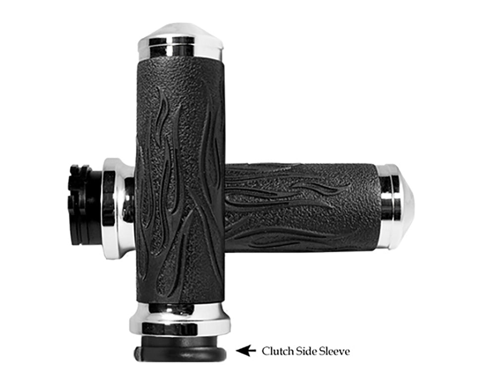 Avon Performance Grips AVG-FLA-80 Flame Handgrips Chrome for Harley-Davidson Models w/Throttle Cable