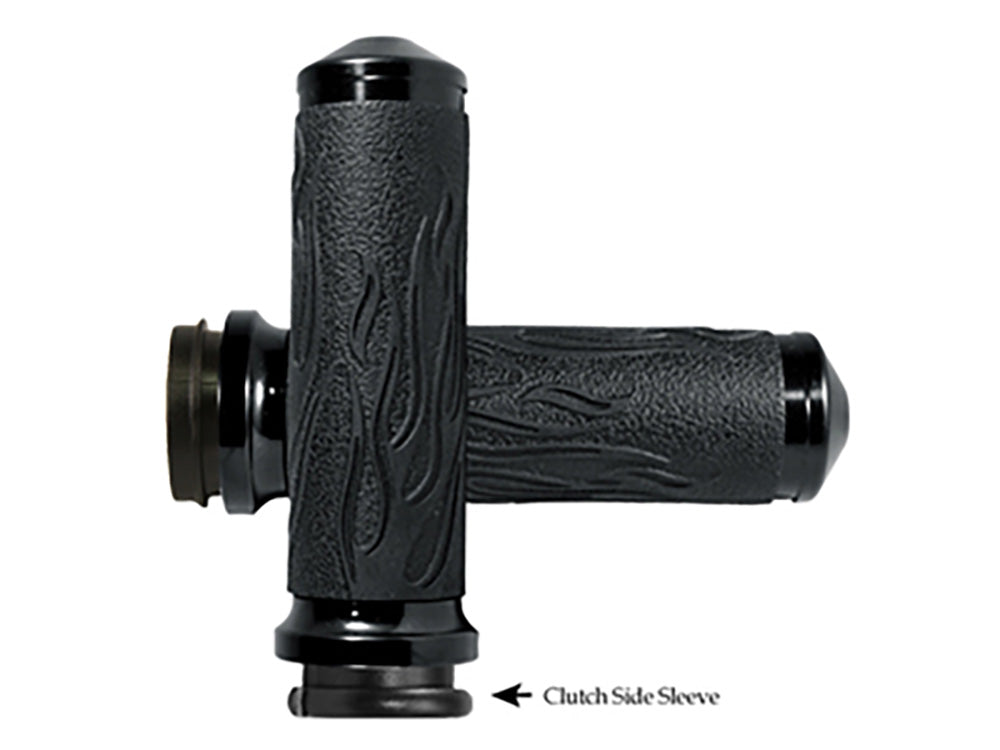 Avon Performance Grips AVG-FLA-86-FLY Flame Handgrips Black for Harley-Davidson Big Twin 08-24 w/Throttle-By-Wire