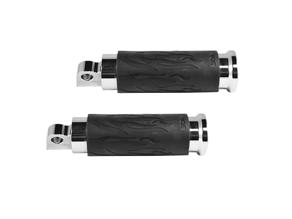 Avon Performance Grips AVG-FP-FLA-80 Flame Footpegs Chrome for Harley-Davidson Models