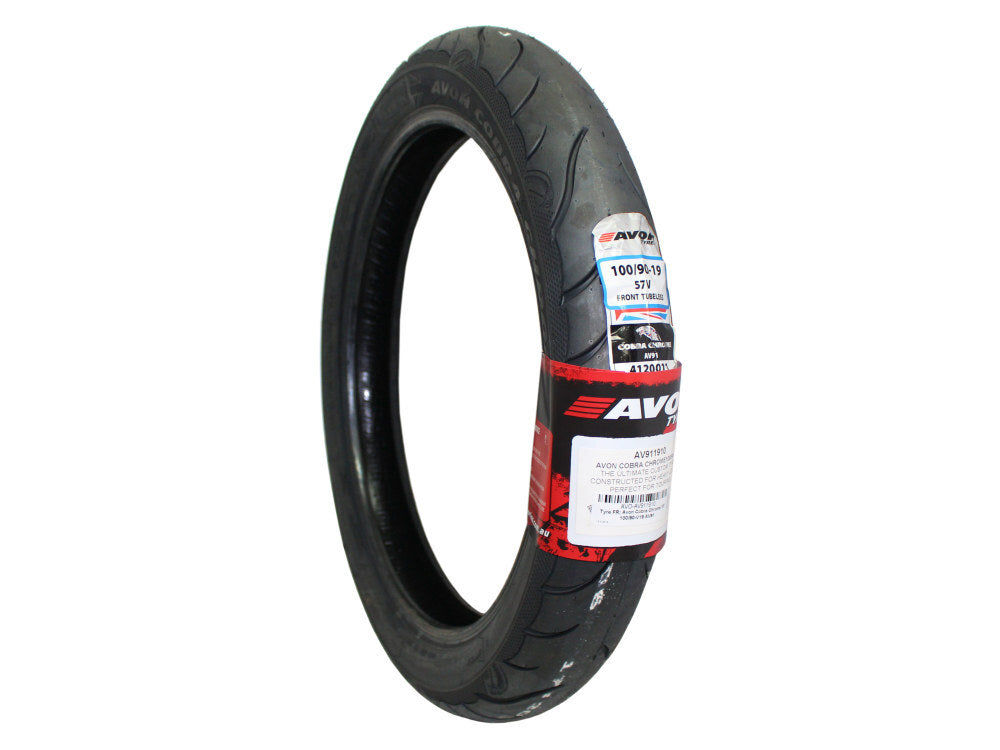 Avon Tyres AVO-AV911910 Cobra Chrome AV91 Front Tyre 100/90-V19 Tubeless