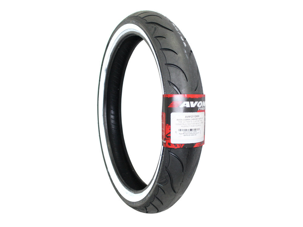 Avon Tyres AVO-AV912112WW Cobra Chrome Whitewall AV91 Front Tyre 120/70-V21 Tubeless