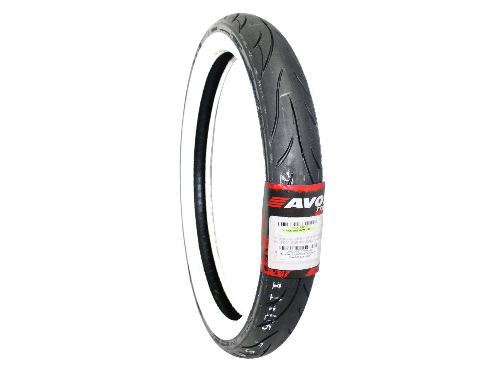 Avon Tyres AVO-AV9121MHWW Cobra Chrome Whitewall AV91 Front Tyre MH90-21 56V Tubeless