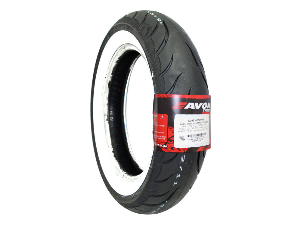 Avon Tyres AVO-AV921615BWW Cobra Chrome Whitewall AV92 Rear Tyre 150/80-B16 77V Tubeless