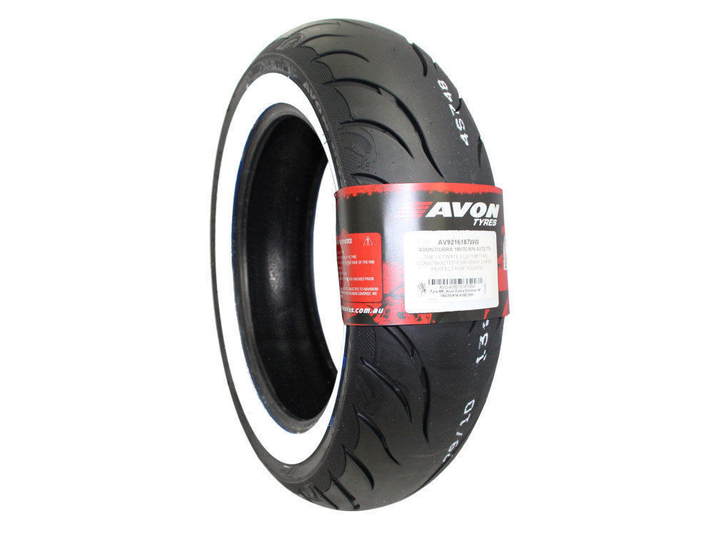 Avon Tyres AVO-AV9216187WW Cobra Chrome Whitewall AV92 Rear Tyre 180/70-R16 77V Tubeless