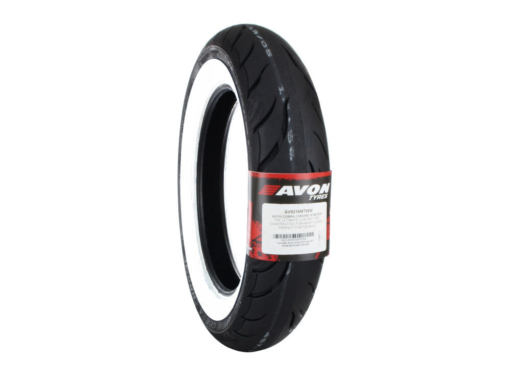 Avon Tyres AVO-AV9216MTWW Cobra Chrome Whitewall AV92 Rear Tyre MT90-B16 74H Tubeless