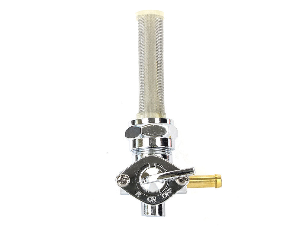 RSS BAI-03-0040R Fuel Tap/Petcock w/22mm Thread w/5/16" Backward Facing Fuel Outlet Chrome