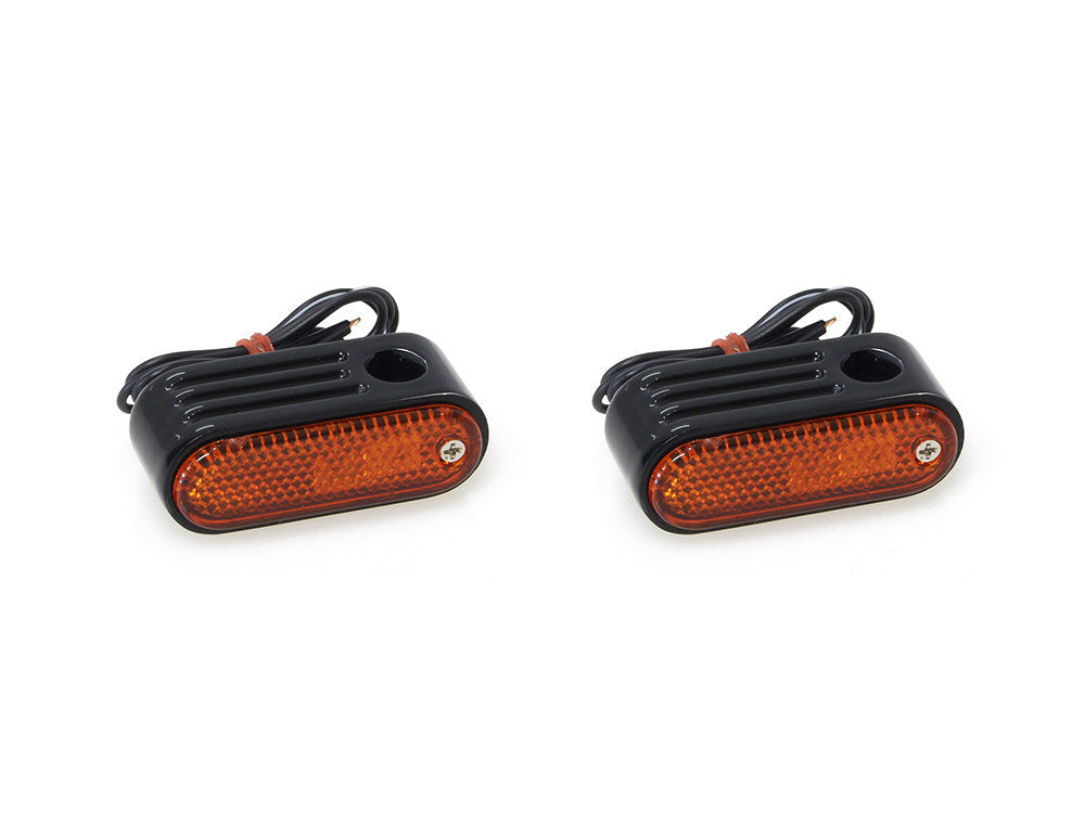 RSS BAI-12-6037SGB Doss Marker Turn Signal w/Amber Lens & 5/16" Mounting Hole Gloss Black