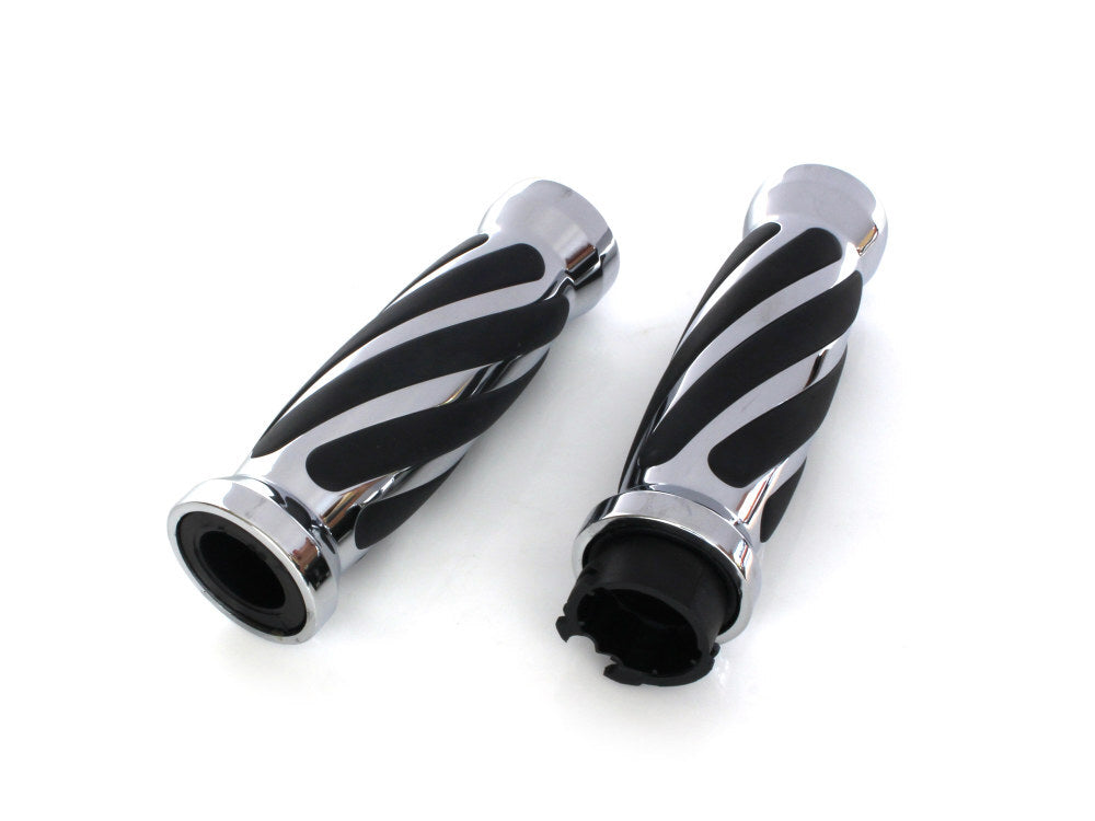 RSS BAI-17-0543 Twist Style Handgrips Chrome for H-D w/Throttle Cable