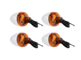 RSS BAI-20-0385E Bullet Turn Signal Kit w/Amber Lens Chrome for Softail 00-17/Dyna 91-17/Sportster 90-03