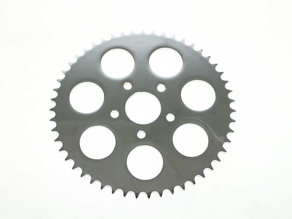 RSS BAI-26-0122-51 51 Tooth Flat Steel Rear Chain Sprocket Chrome for Big Twin 73-99/Sportster 79-99