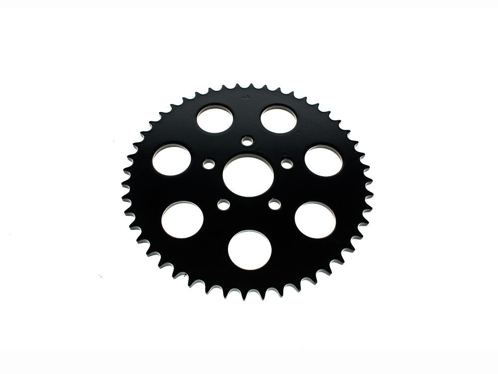 RSS BAI-26-0122GB-48 48 Tooth Flat Steel Rear Chain Sprocket Gloss Black for Big Twin 73-99/Sportster 79-99