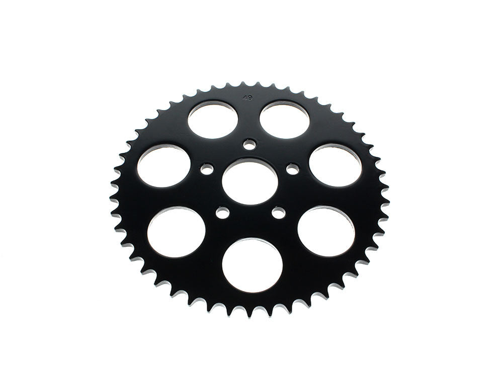 RSS BAI-26-0122GB-49 49 Tooth Flat Steel Rear Chain Sprocket Gloss Black for Big Twin 73-99/Sportster 79-99