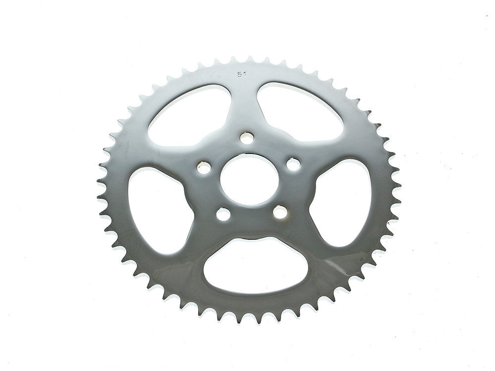 RSS BAI-26-0146-51 51T Flat Rear Chain Sprocket Chrome for Big Twin 73-99/Sportster 79-99