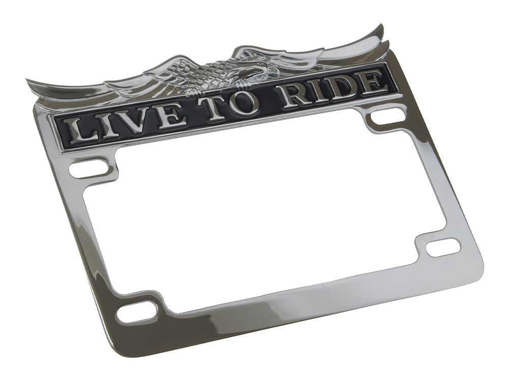 RSS BAI-28-6014 Live to Ride Number Plate Frame Chrome