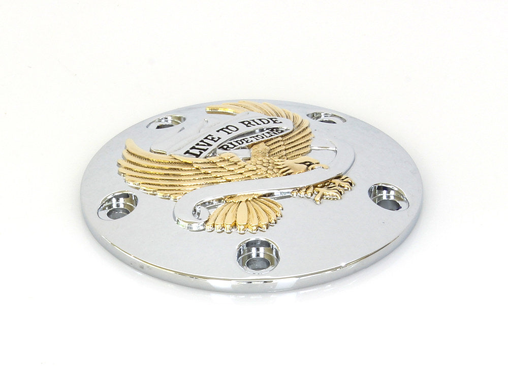 RSS BAI-30-0187GA Live to Ride Points Cover Chrome Gold for Twin Cam 99-17