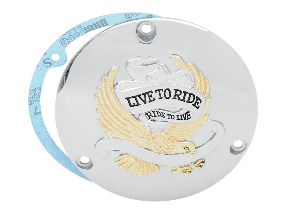 RSS BAI-33-0010DA Live to Ride Derby Cover Gold for Big Twin 70-98