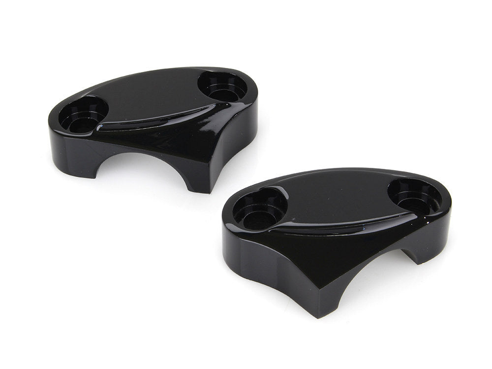 RSS BAI-57-6029AB 2 Piece Handlebar Top Riser Clamps Black