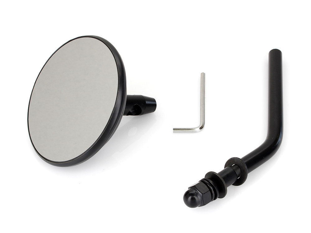 RSS BAI-60-0016B 3" Round Mirror w/Short Stem Black for Left & Right Side