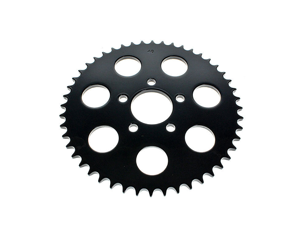 RSS BAI-D26-0143GB-48 48 Tooth Flat Steel Rear Chain Sprocket Gloss Black for Big Twin 00-Up/Sportster 00-21