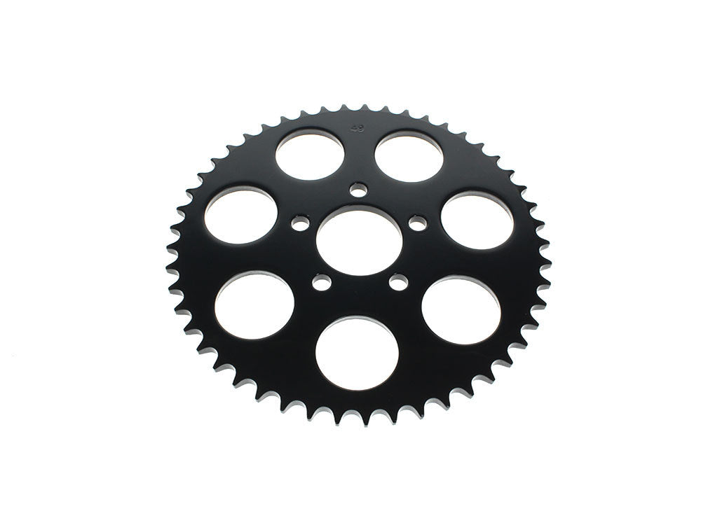 RSS BAI-D26-0143GB-49 49 Tooth Flat Steel Rear Chain Sprocket Gloss Black for Big Twin 00-Up/Sportster 00-21