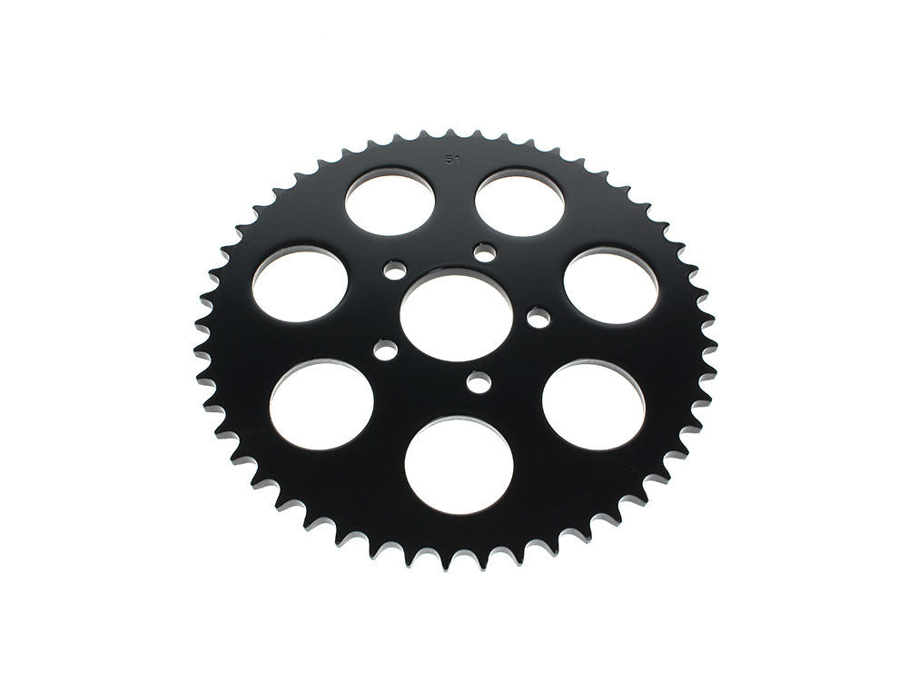 RSS BAI-D26-0143GB-51 51 Tooth Flat Steel Rear Chain Sprocket Gloss Black for Big Twin 00-Up/Sportster 00-21