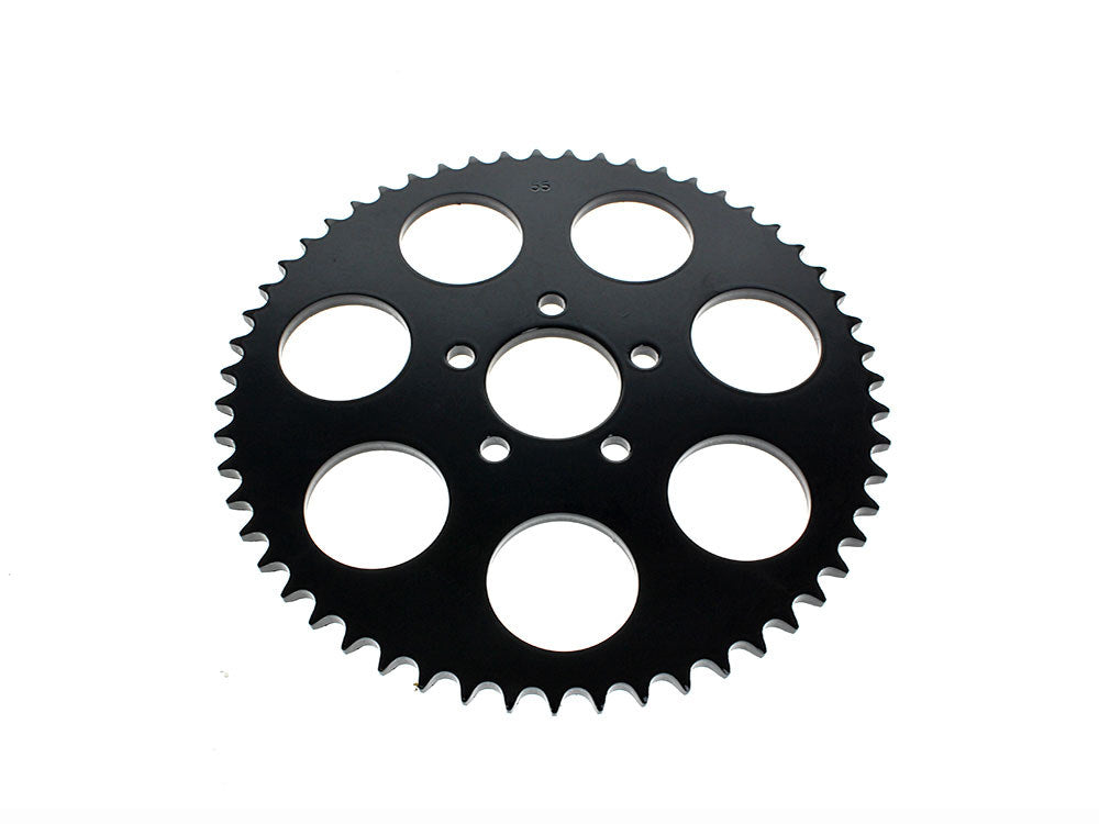 RSS BAI-D26-0143GB-55 55 Tooth Flat Steel Rear Chain Sprocket Gloss Black for Big Twin 00-Up/Sportster 00-21