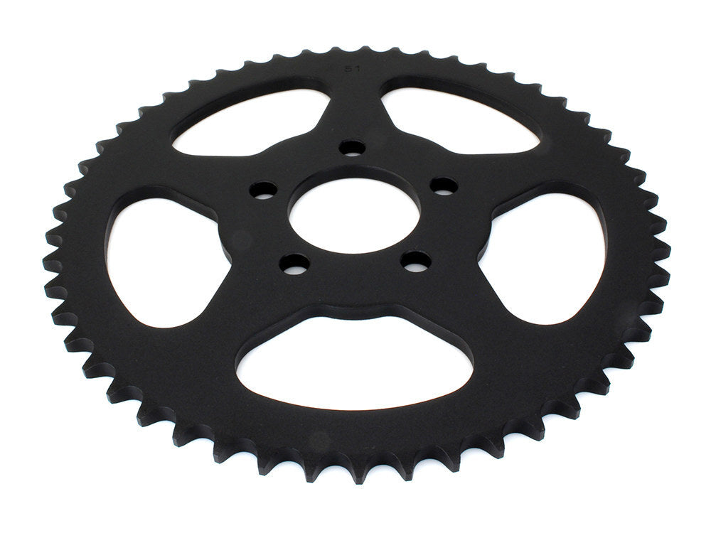 RSS BAI-D26-0147MB-51 Flat Steel 51 Teeth Rear Chain Sprocket Black for Big Twin 00-Up/Sportster 00-21