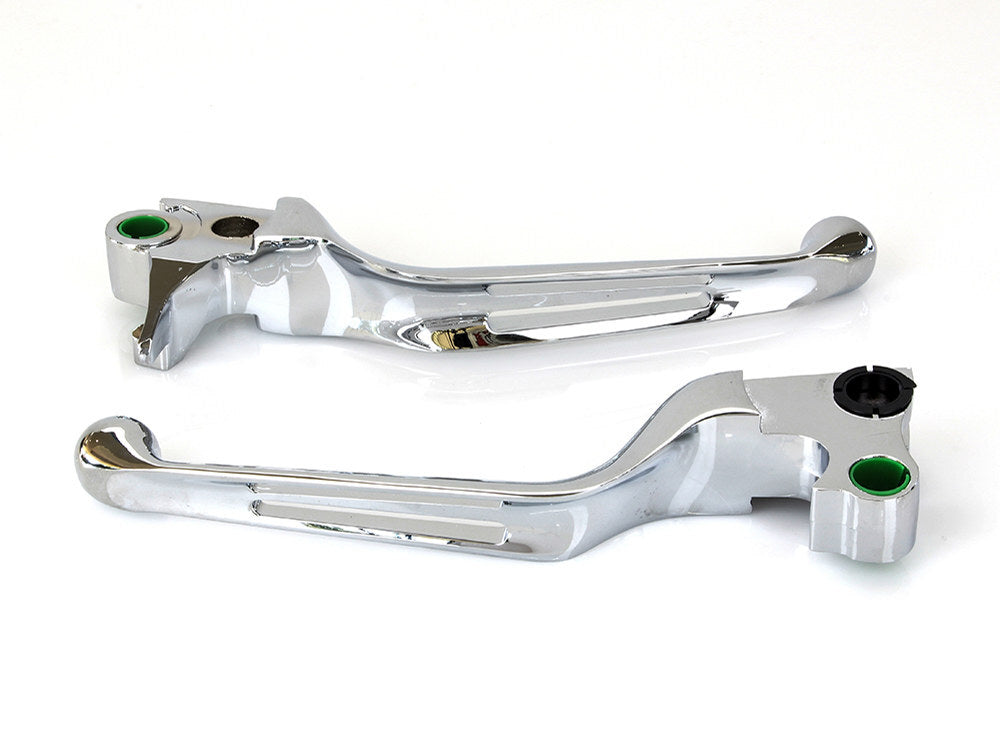 RSS BAI-H07-0584 2 Slot Hand Levers Chrome for Softail 96-14/Dyna 96-17/Touring 96-07/Sportster 96-03