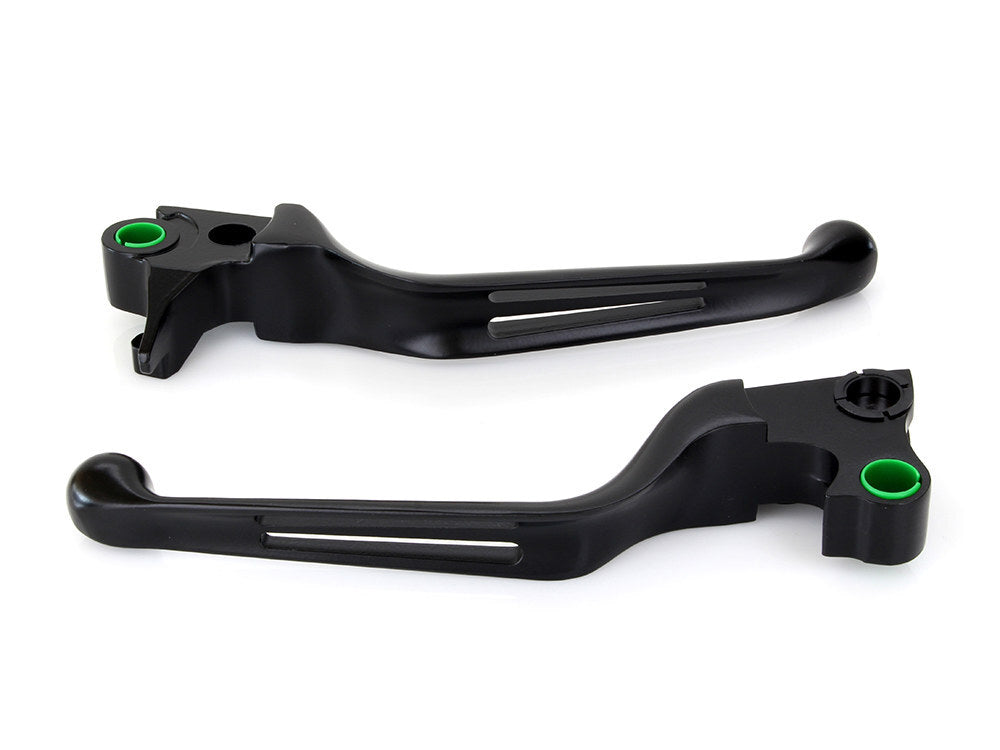 RSS BAI-H07-0584B 2 Slot Hand Levers Black for Softail 96-14/Dyna 96-17/Touring 96-07/Sportster 96-03