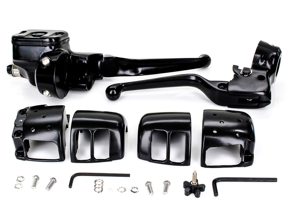 RSS BAI-H07-0697MB Handlebar Control Kit Black for Big Twin 96-10/Sportster 96-03 w/Single Disc Front Brake