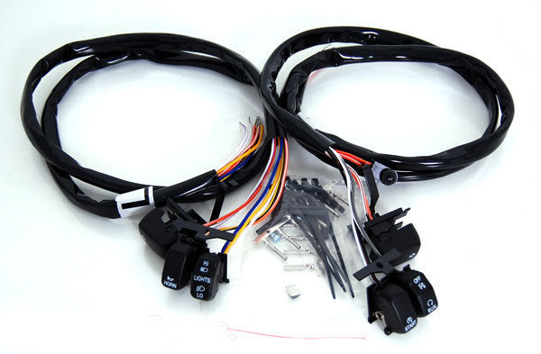 RSS BAI-H18-0335HB Handlebar Wiring Harness w/Black Switches for Big Twin/Sportster 07-10 [INTERNAL]