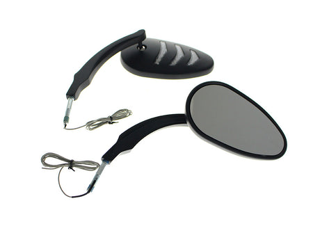 RSS BAI-M60-6373BLED Sleek Billet Directional Mirrors w/LED Indicators Black